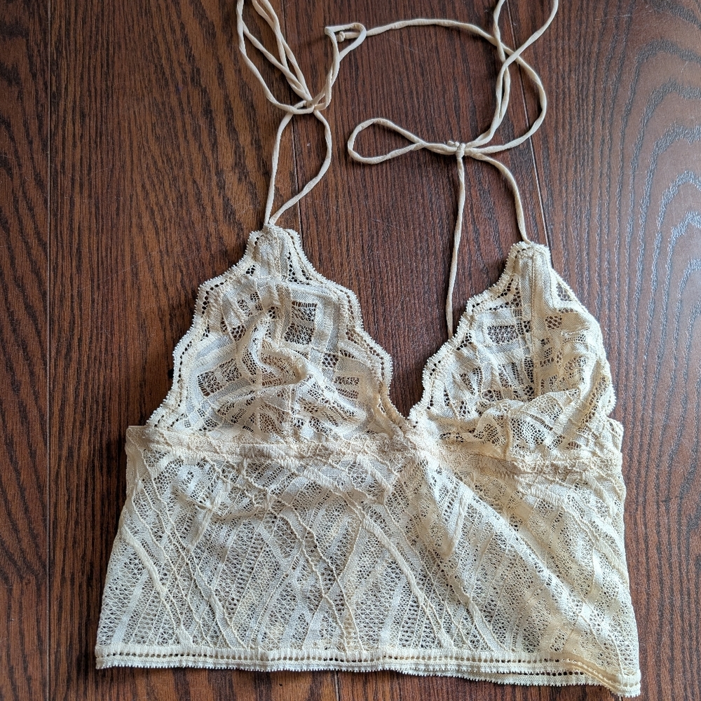Sheer Lace Bralette Bandeau in Cream